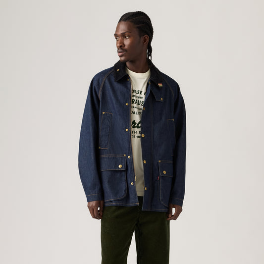 LEVI'S® X BARBOUR OVERSIZED BEDALE DENIM JACKET - DARK WASH