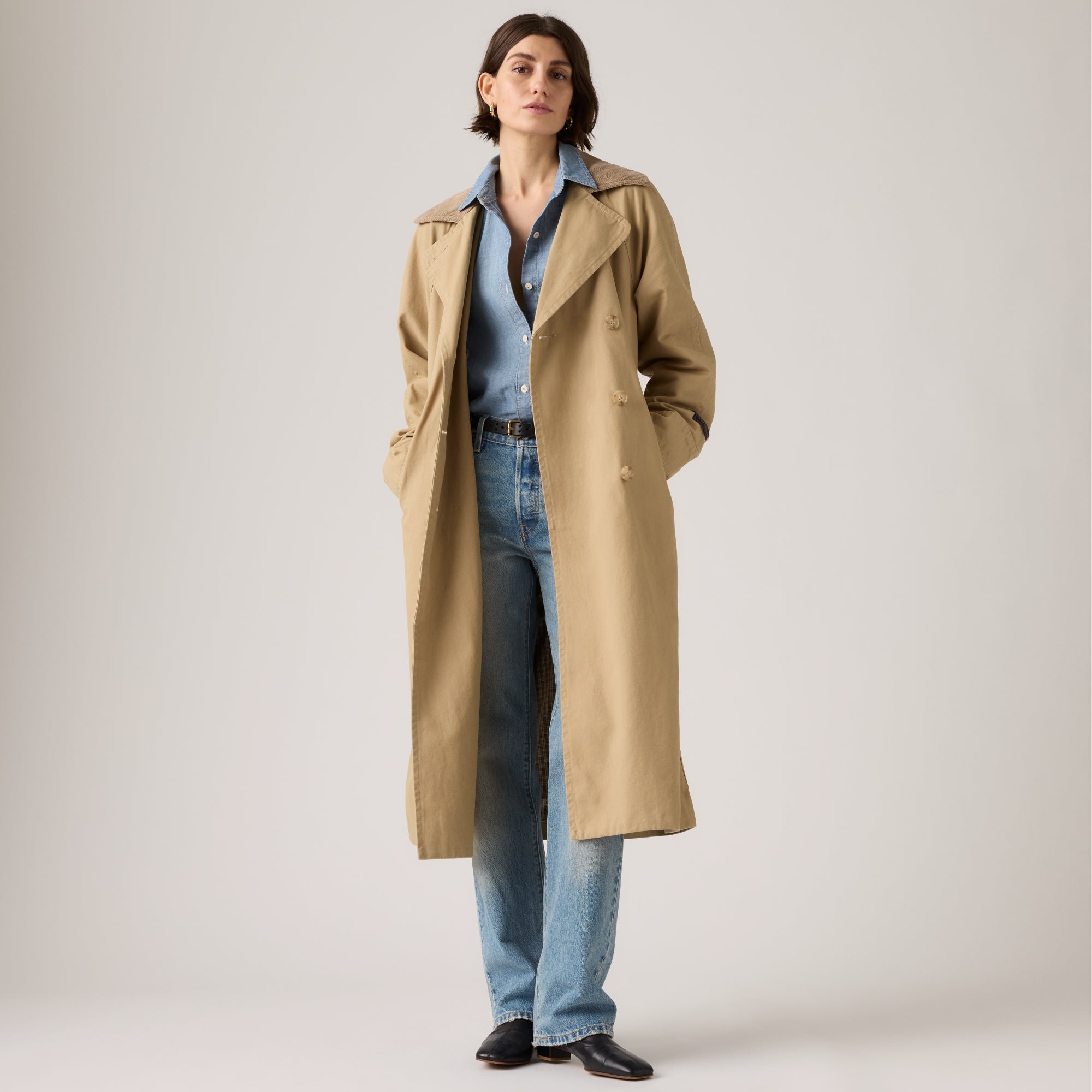 【ぱぴ】美品　eaphi WESTERN LONG COAT beige LEVI'S® WOMEN'S BREE CLASSIC LONG TRENCH COAT - TAN