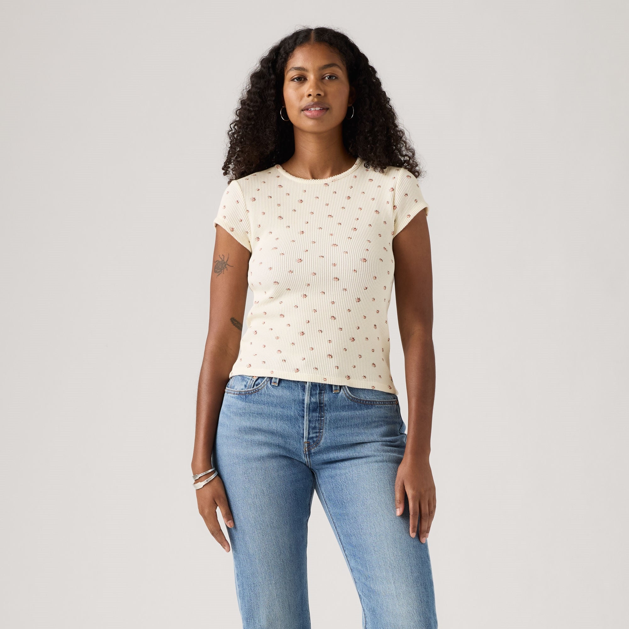 LEVI'S® WOMEN'S DRY GOODS WAFFLE CAP-SLEEVE TEE - MULTI COLOUR