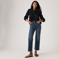 LEVI'S® WOMEN'S RIBCAGE STRAIGHT ANKLE JEANS - MED INDIGO - WORN IN