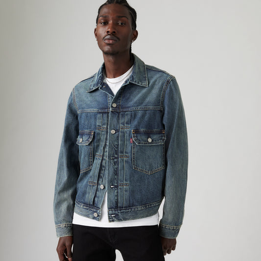 LEVI'S® MEN'S TYPE II TRUCKER JACKET - MED INDIGO - WORN IN