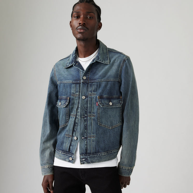 LEVI'S® MEN'S TYPE II TRUCKER JACKET - MED INDIGO - WORN IN