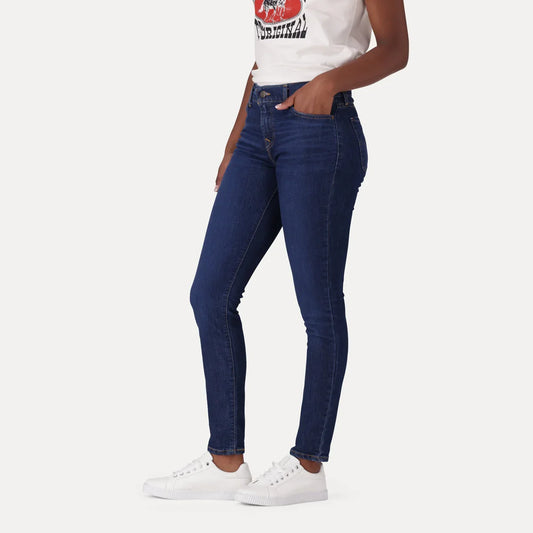 LEVI’S® WOMEN'S 710 MID-RISE SUPER SKINNY JEANS - DARK INDIGO - WORN IN