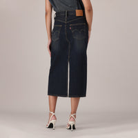 LEVI'S® WOMEN'S DECONSTRUCTED SLIT MIDI SKIRT - DARK INDIGO - WORN IN
