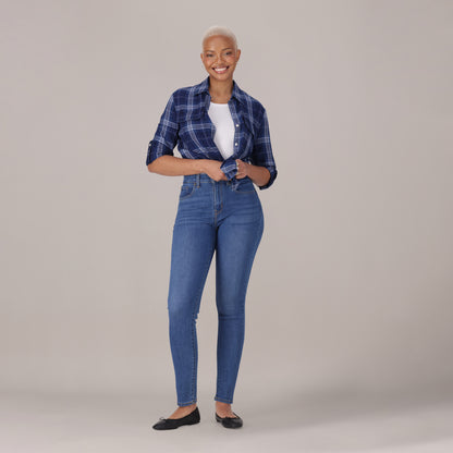 LEVI'S® WOMEN'S CURVY HIGH-RISE SUPER SKINNY  - MED INDIGO - WORN IN