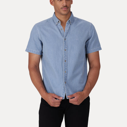 LEVI'S® MEN'S SHORT-SLEEVE AUTHENTIC BUTTON-DOWN - MED INDIGO - FLAT FINISH