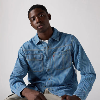 LEVI’S® MEN’S LONG-SLEEVE AUBURN WORKER SHIRT - MED INDIGO - FLAT FINISH