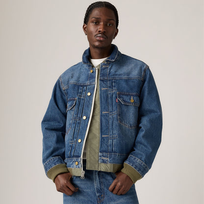 LEVI'S® X SACAI MEN'S DENIM X NYLON TWILL REVERSIBLE BLOUSON - DARK INDIGO - FLAT FINISH