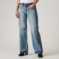 LEVI'S® WOMEN'S DECONSTRUCTED LOW LOOSE JEANS - MED INDIGO - WORN IN