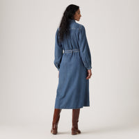 LEVI'S® WOMEN'S JOURNEY LONG-SLEEVE MAXI DRESS - MED INDIGO - FLAT FINISH