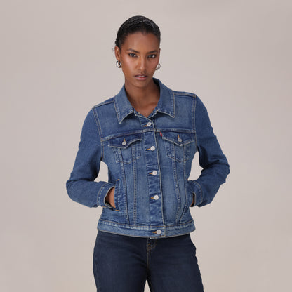 LEVI’S® WOMEN'S ORIGINAL TRUCKER JACKET - MED INDIGO - WORN IN
