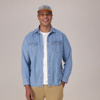 LEVI'S® MEN'S CLASSIC STANDARD FIT WESTERN SHIRT - MED INDIGO - FLAT FINISH