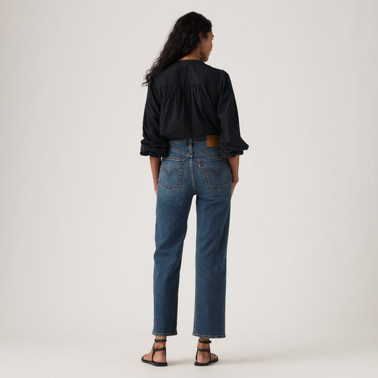 LEVI'S® WOMEN'S RIBCAGE STRAIGHT ANKLE JEANS - MED INDIGO - WORN IN