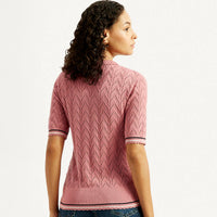 LEVI'S®WOMEN'S TEXTURED SLIM FIT POLO T-SHIRT - PINK