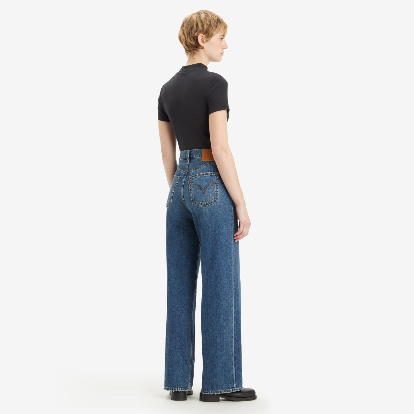 LEVI'S® WOMEN'S RIBCAGE WIDE LEG JEANS - DARK-INDIGO-WORN IN
