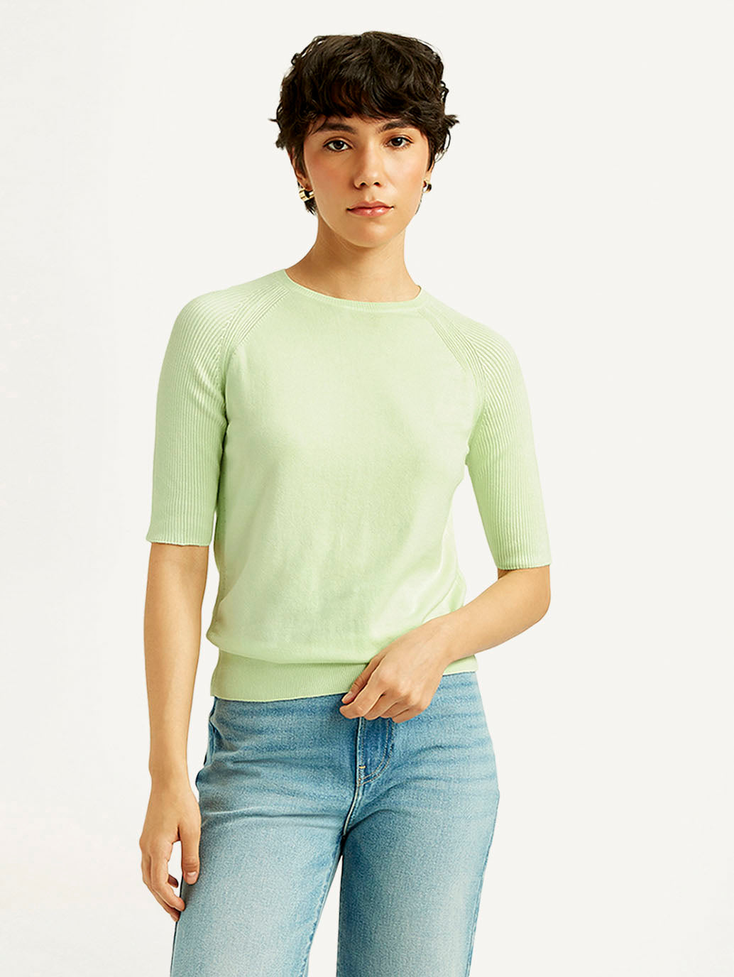 LEVI’S® WOMEN'S SOLID BOAT NECK TOP - GREEN