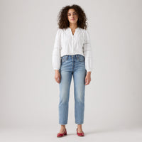 LEVI'S® WOMEN'S 501® ORIGINAL LIGHTWEIGHT CROPPED JEANS - MED INDIGO - WORN IN