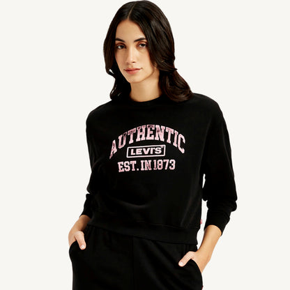 LEVI’S® WOMEN'S TYPOGRAPHY CREW NECK SWEATSHIRT - BLACK