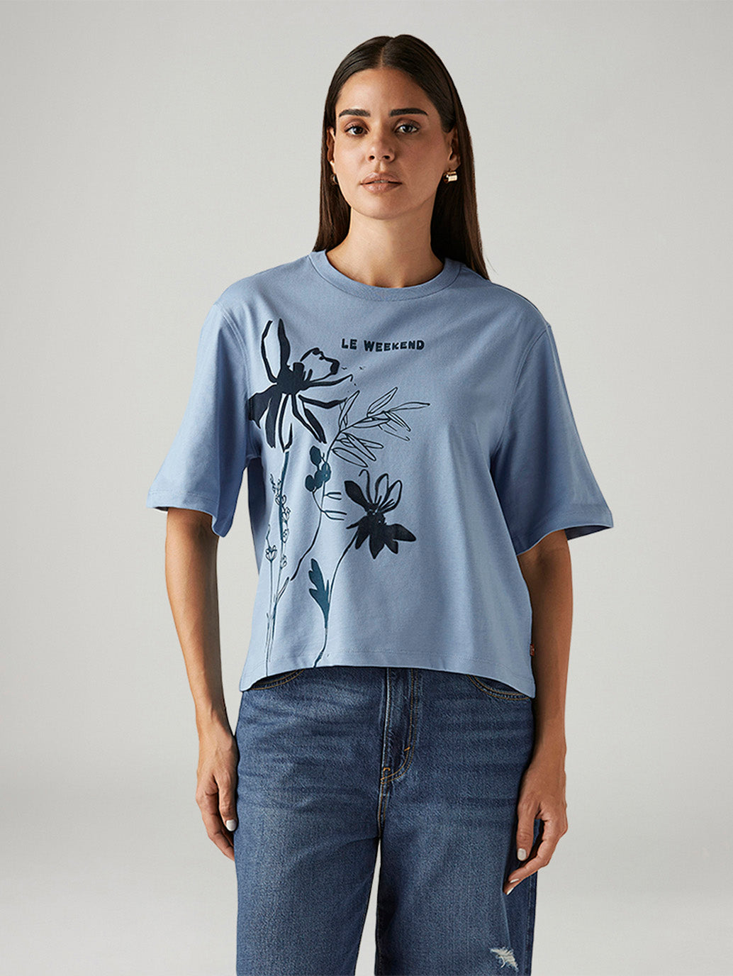LEVI'S®  WOMEN'S FLORAL RELAXED FIT T-SHIRT - BLUE