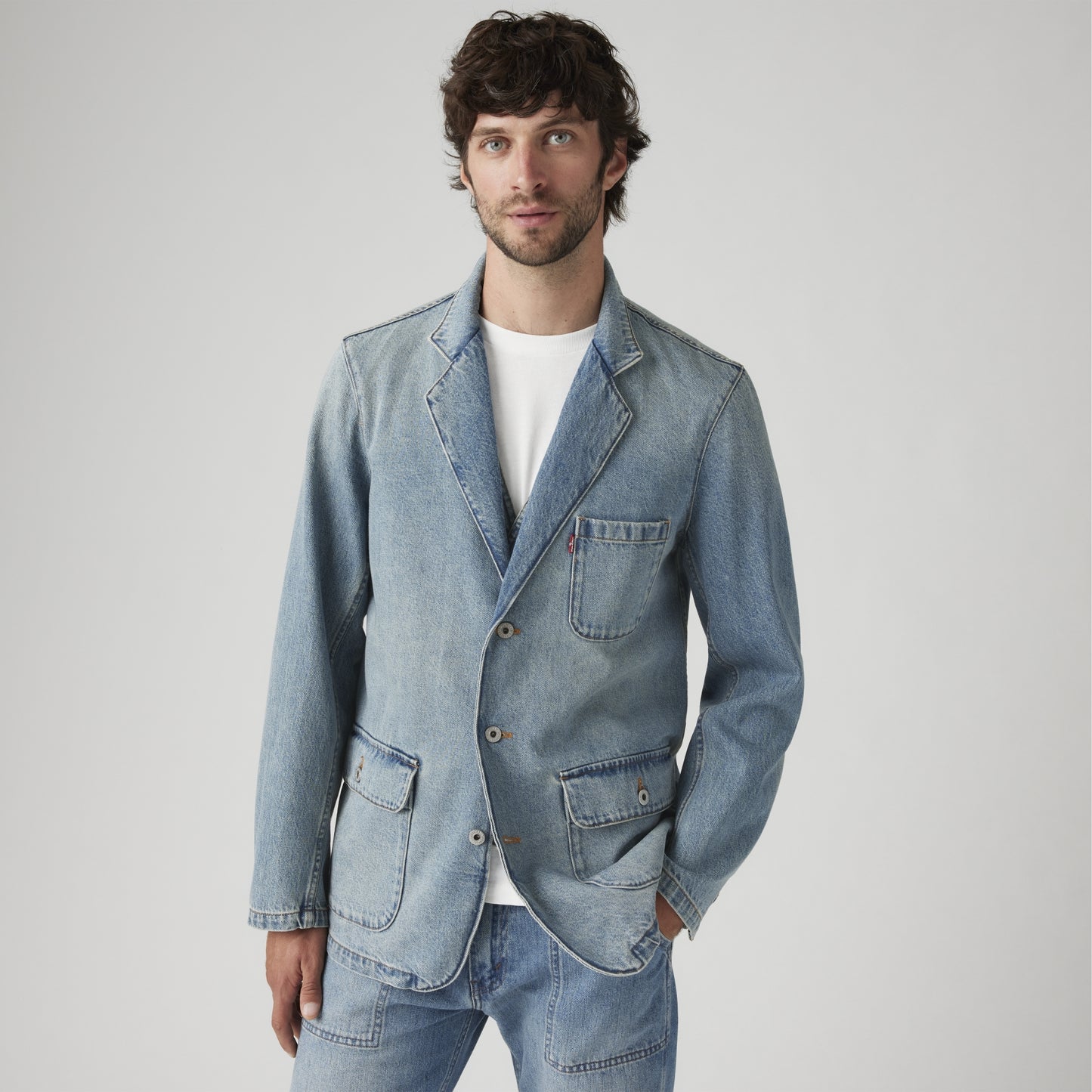 LEVI'S® MEN'S MISSION DENIM BLAZER - MED INDIGO - WORN IN