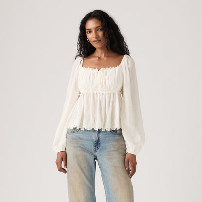 LEVI'S® WOMEN'S OTTIE LONG SLEEVE BOHO BLOUSE - WHITE