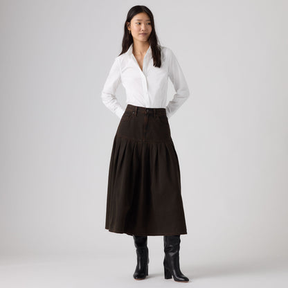 LEVI'S® WOMEN'S YOKED PLEATED SKIRT - BROWN