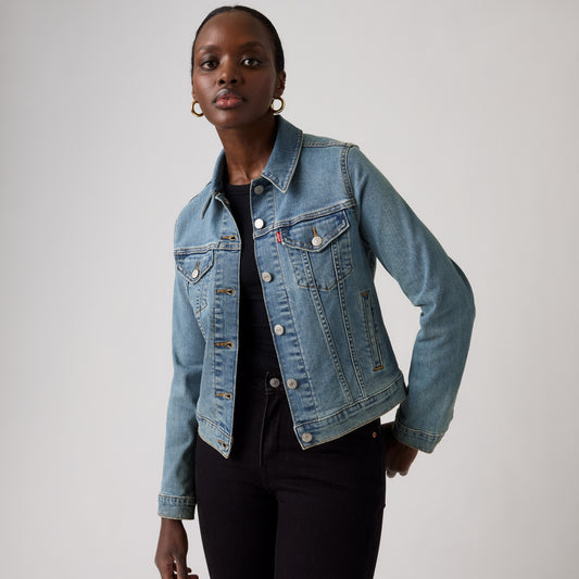 LEVI’S® WOMEN'S ORIGINAL TRUCKER JACKET - MED INDIGO - WORN IN