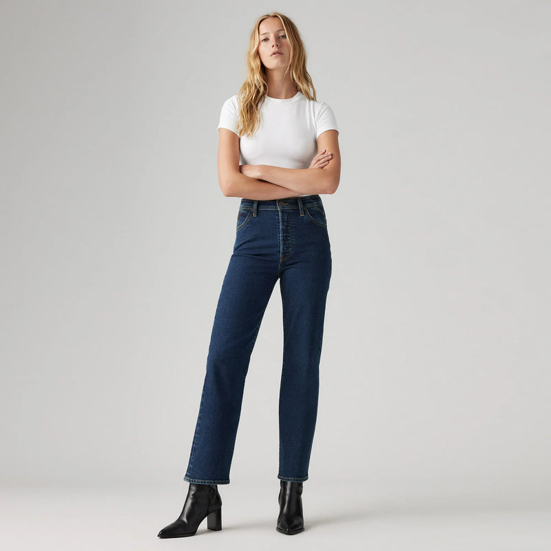 LEVI'S® WOMEN'S RIVETED RIBCAGE STRAIGHT ANKLE JEANS - DARK INDIGO - FLAT FINISH
