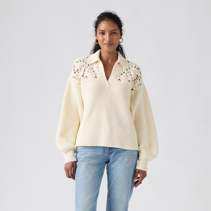 LEVI'S® WOMEN'S BIANCA CROCHET POLO SWEATER - NEUTRAL