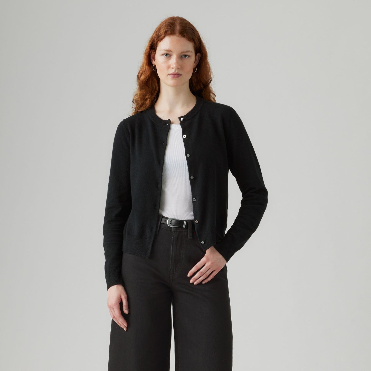LEVI'S® WOMEN'S SUPERSOFT CREWNECK CARDIGAN - BLACK