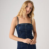 LEVI'S® WOMEN'S SEAMED BUSTIER DRESS - MED INDIGO - WORN IN
