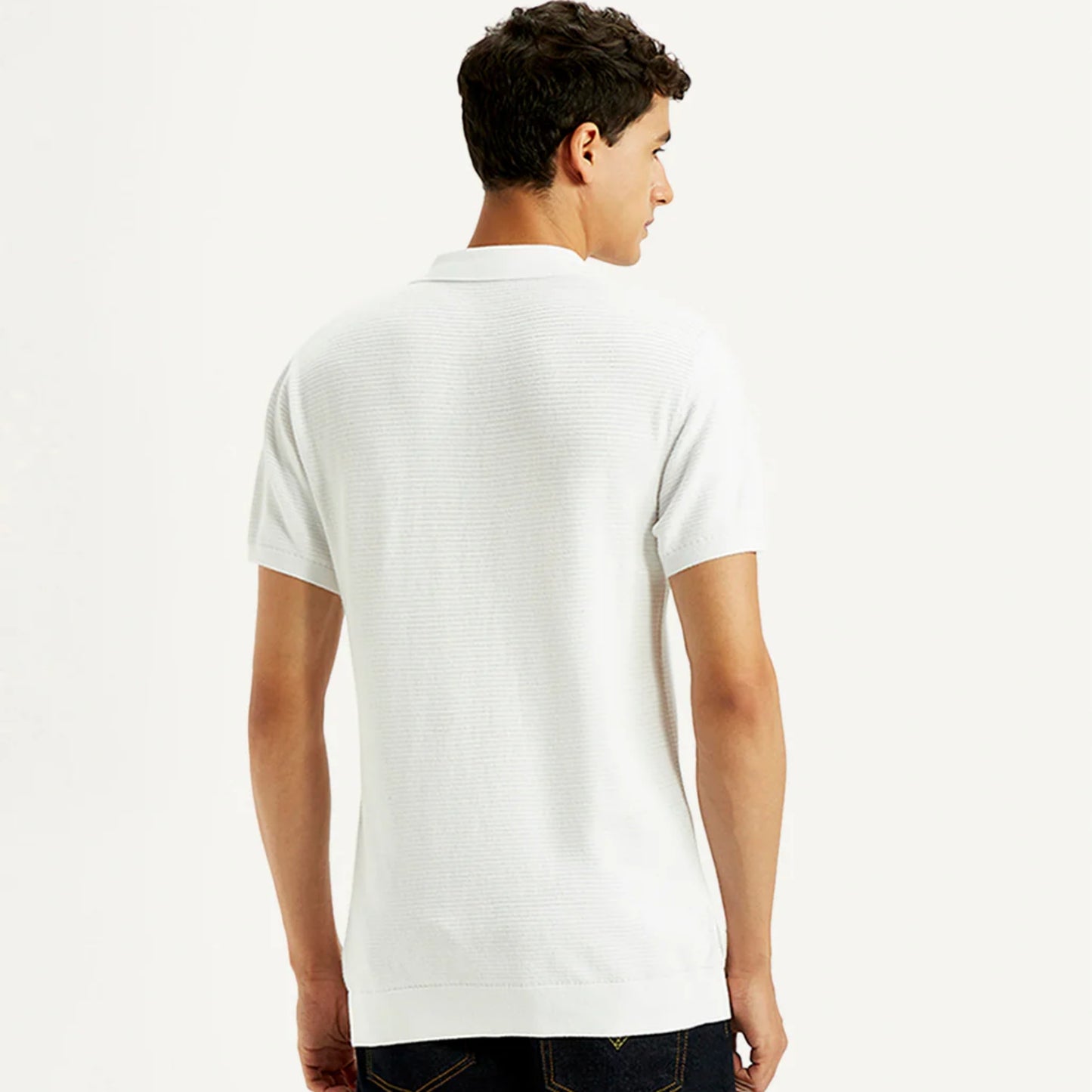 LEVI'S® MEN'S TEXTURED WHITE SLIM FIT POLO T-SHIRT - WHITE