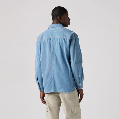 LEVI’S® MEN’S LONG-SLEEVE AUBURN WORKER SHIRT - MED INDIGO - FLAT FINISH