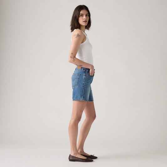 LEVI'S® WOMEN'S 501® ORIGINAL MID-THIGH SHORTS - MED INDIGO - WORN IN