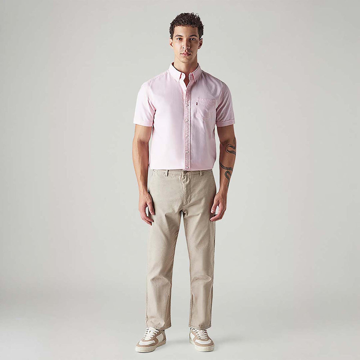 LEVI'S® MEN'S BEIGE AUTHENTIC RELAXED FIT MID RISE LINEN CHINOS - BROWN