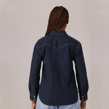 LEVI'S® WOMEN'S TEODORA WESTERN SHIRT - DARK INDIGO - WORN IN