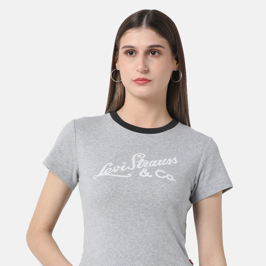 LEVI'Sยฎ WOMEN'S GRAPHIC ESSENTIAL SPORTY TEE - GREY