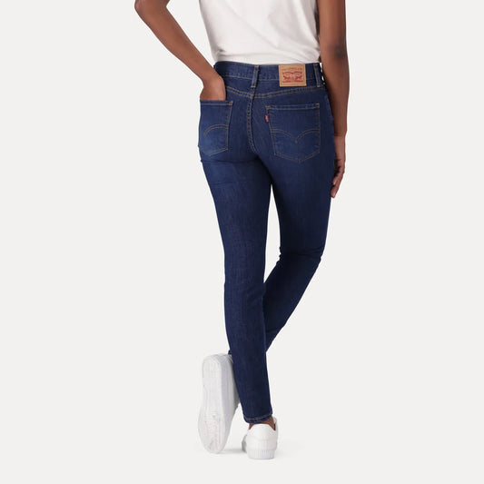 LEVI’S® WOMEN'S 710 MID-RISE SUPER SKINNY JEANS - DARK INDIGO - WORN IN