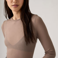 LEVI'S® WOMEN'S SHEER LONG-SLEEVE LAYERING TOP - NEUTRAL