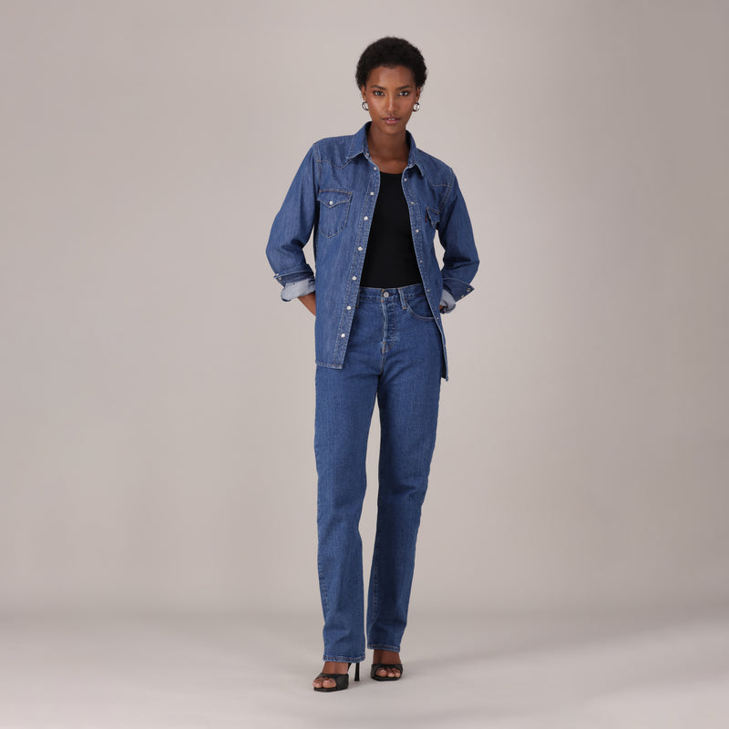 LEVI'S® WOMEN'S 501® ORIGINAL JEANS - MED INDIGO - WORN IN