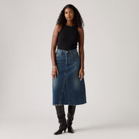 LEVI'S® WOMEN'S HIGH-RISE A-LINE DECON SKIRT - DARK INDIGO WORN IN