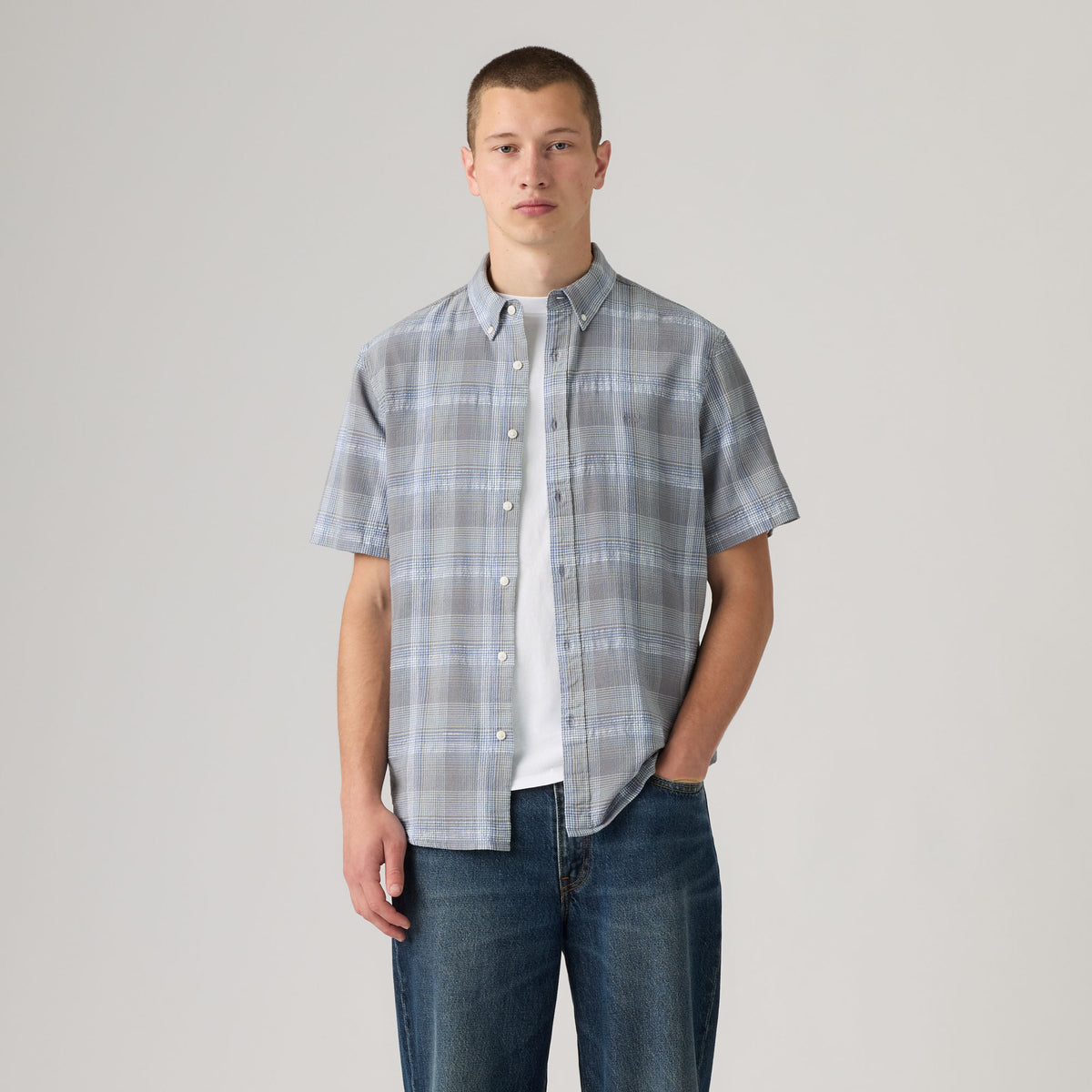 LEVI'S® MEN'S SHORT-SLEEVE AUTHENTIC BUTTON-DOWN SHIRT - BLUE