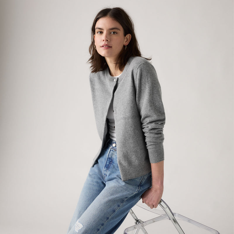 LEVI'S® WOMEN'S SUPERSOFT CREWNECK CARDIGAN - NEUTRAL