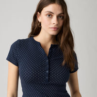 LEVI'S® WOMEN'S DRY GOODS POINTELLE SHORT-SLEEVE HENLEY - BLUE