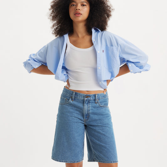 LEVI'S® WOMEN'S BAGGY DAD JORTS - DARK INDIGO - FLAT FINISH