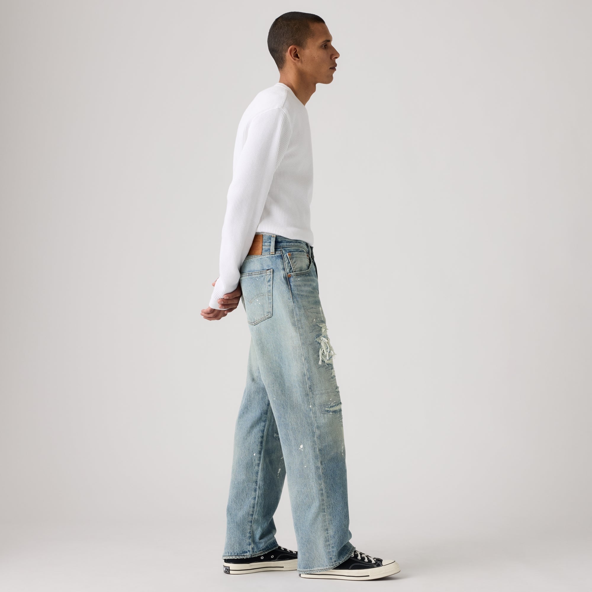 Levi's 501 ルーズ loose w30 LEVI'S® MEN'S 501® LOOSE JEANS - MED INDIGO - WORN IN