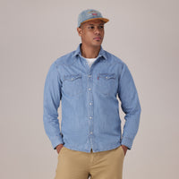 LEVI'S® MEN'S CLASSIC STANDARD FIT WESTERN SHIRT - MED INDIGO - FLAT FINISH