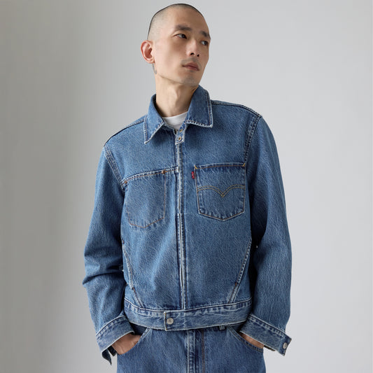 LEVI'S® MEN'S TWIST TRUCKER JACKET - MED INDIGO - WORN IN
