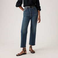 LEVI'S® WOMEN'S RIBCAGE STRAIGHT ANKLE JEANS - MED INDIGO - WORN IN