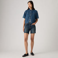 LEVI'S® WOMEN'S 501® MID-THIGH SHORTS - DARK INDIGO - WORN IN